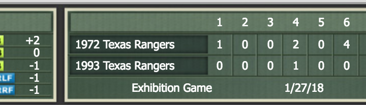 Fake Baseball: All-Time Rangers tournament, Round One (Day One)